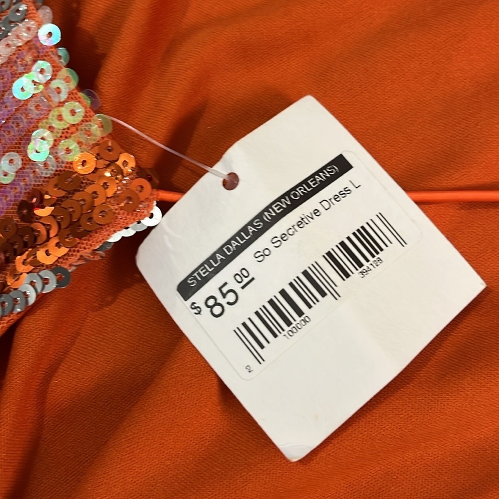 Pretty Garbage Orange Sequin Dress Size Large.  NWT - Picture 12 of 13